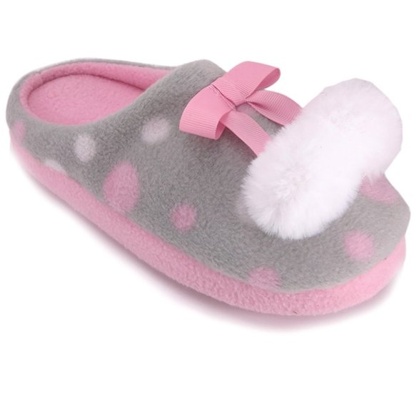 Girls Wonder Nation Scuff Slippers Microfleece PomPoms Size 11/12 Polka Dots NWT - Picture 1 of 4